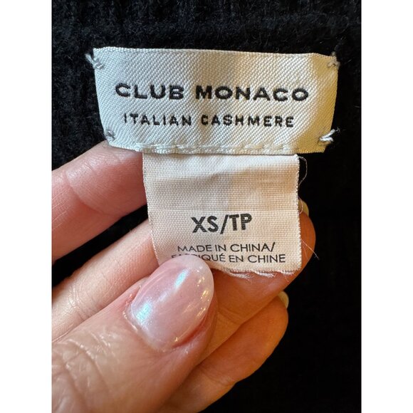 Club Monaco Sweater Women XS Black Italian Cashmere Knit Pullover Quiet Luxury - Picture 7 of 8
